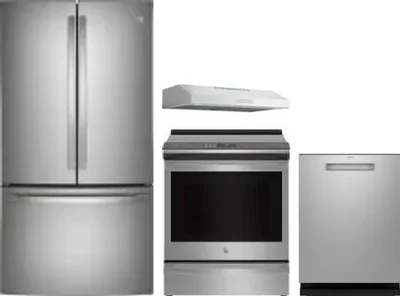 4 Piece Package Includes Refrigerator, Range, Hood And Dishwasher